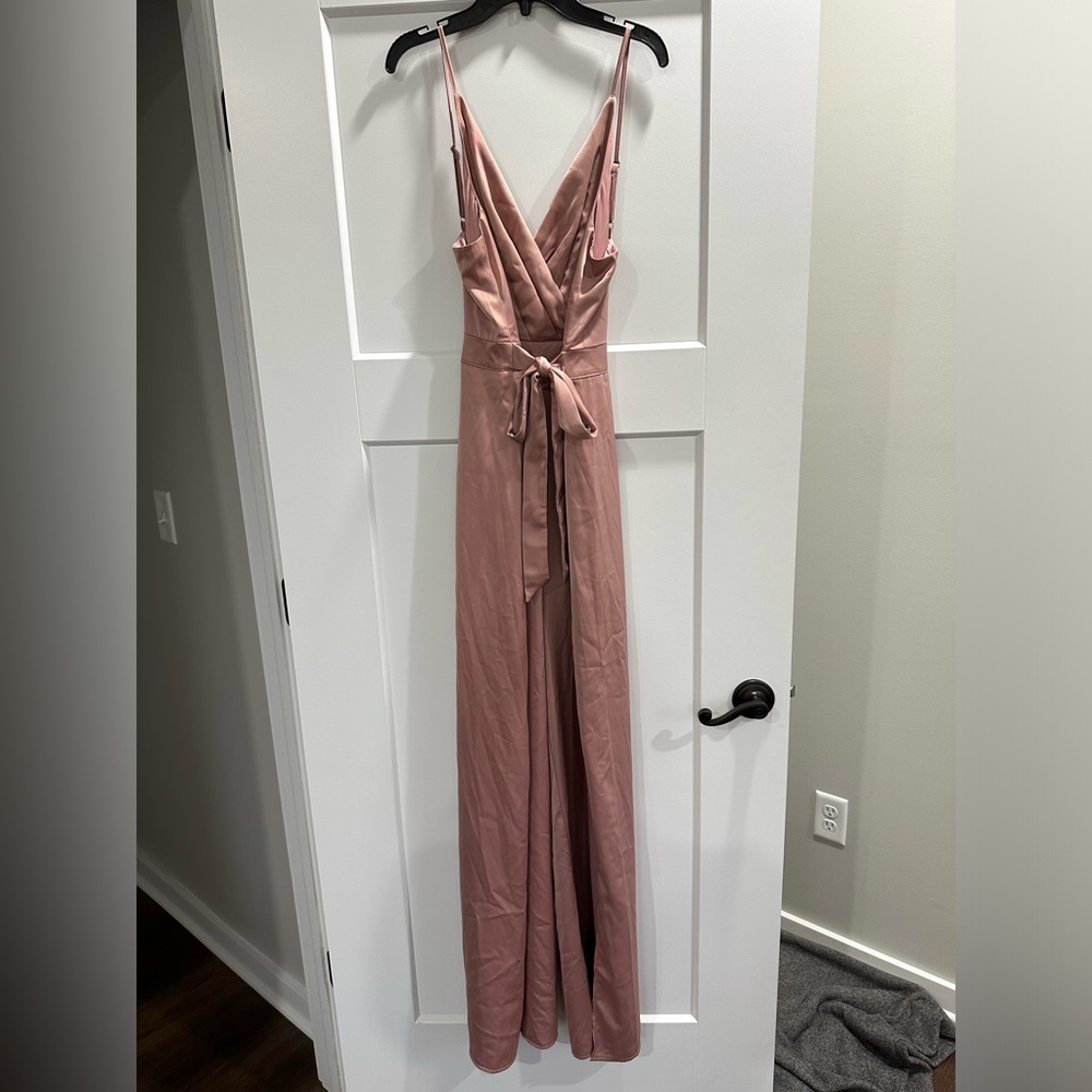 Blush pink jumpsuit with slits on both sides